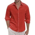 thumbnail image 1 of Lumtrix Men's Dress Shirts Solid Long Sleeve Stretch Loose Fit Formal Shirt Business Casual Button Down Shirts Red 4XL, 1 of 4