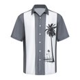 thumbnail image 1 of Lumtrix Men's Hawaiian Shirt Short Sleeves Coconut Printed Button Down Summer Beach Casual Shirts 1950s Vintage Bowling Shirts with Pocket Gray 4XL, 1 of 5