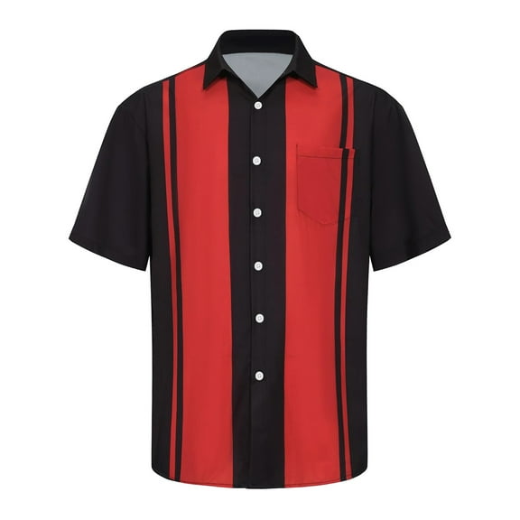 Lumtrix Men's Hawaiian Shirt Short Sleeves Coconut Printed Button Down Summer Beach Casual Shirts 1950s Vintage Bowling Shirts with Pocket Watermelon Red XL