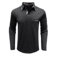thumbnail image 1 of Lumtrix Men's Long Sleeve Polo Shirts Cotton Slim Fit Solid Tops Casual Summer Button Up Collared Golf Shirt with Pockets Dark Gray XL, 1 of 4