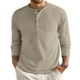 thumbnail image 1 of Lumtrix Men's Long Sleeve Waffle Henley Shirts Casual Big and Tall T-Shirts for Men Basic Lightweight Pullover Button up Top Khaki 2XL, 1 of 8