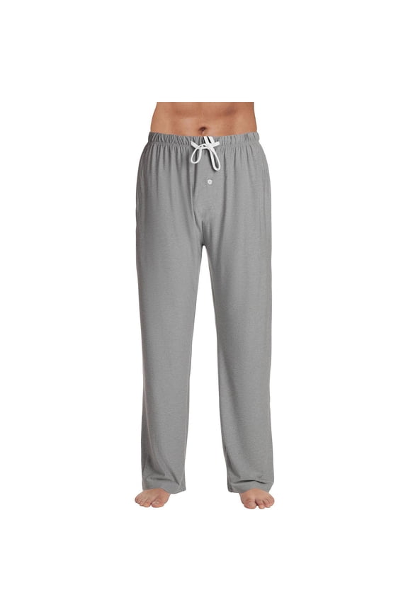 Men's Pajama Pants Soft Lounge Sleep Pants with Pockets & Drawstring Sleepwear Button Fly Bottoms Gray L