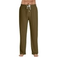 thumbnail image 1 of Lumtrix Men's Pajama Pants Soft Lounge Sleep Pants with Pockets & Drawstring Sleepwear Button Fly Bottoms Light Brown M, 1 of 5