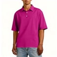 thumbnail image 1 of Lumtrix Men's Polo Shirts Short Sleeve Cotton Casual Button Tee Classic Loose Fit Collared Golf Tops Purple 2XL, 1 of 8