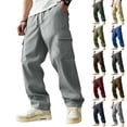 thumbnail image 1 of Lumtrix Men's Relaxed Fit Cargo Pants Baggy Straight Leg Casual Work Sweatpants with Pockets for Hiking Fishing Wine 2XL, 1 of 9