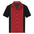 thumbnail image 1 of Lumtrix Men's Retro Bowling Shirt Short Sleeve Button Down Hawaiian Summer Beach Printed Casual Shirts Red 4XL, 1 of 5