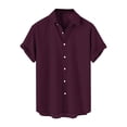 thumbnail image 1 of Lumtrix Men's Short Sleeve Button Down Bowling Shirts Hawaiian Casual Printed Summer Regular Fit Shirt Wine M, 1 of 4