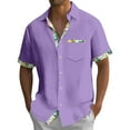 thumbnail image 1 of Lumtrix Men's Short Sleeve Dress Shirts Hawaiian Casual Button Down Shirts Color Block Formal Shirt with Pocket Purple XL, 1 of 5
