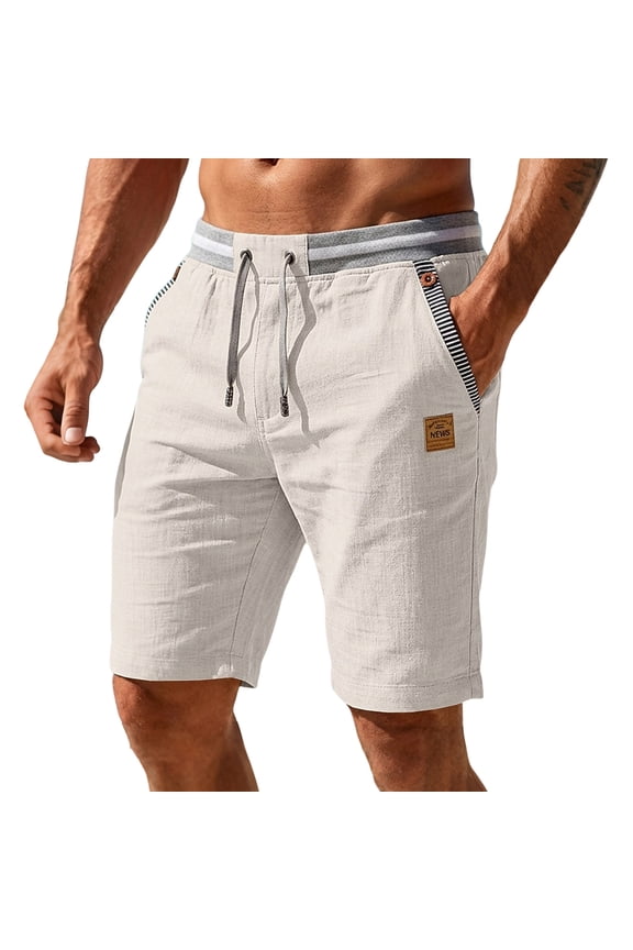 Men's Shorts Casual Straight Leg Drawstring Elastic Waist Short Stretch Summer Beach Bermuda Shorts with Pockets Beige XL