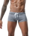 thumbnail image 1 of Lumtrix Men's Swimwear Sexy Swim Trunk Boxer Briefs Beach Bikini Sport Swimsuit Low Square Leg Swim Trunks with Drawstring Gray S, 1 of 5