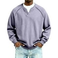 thumbnail image 1 of Lumtrix Men's V Neck Sweatshirt Casual Long Sleeve Waffle Sweatshirts Fashion Pullover Shirts Light Purple M, 1 of 7