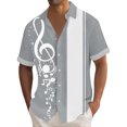 thumbnail image 1 of Lumtrix Men's Vintage Bowling Shirt 1950s Retro Rockabilly Style Short Sleeve Button Down Music Hawaiian Shirts Gray 2XL, 1 of 5