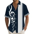 thumbnail image 1 of Lumtrix Men's Vintage Bowling Shirt 1950s Retro Rockabilly Style Short Sleeve Button Down Music Hawaiian Shirts Navy 4XL, 1 of 5