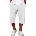 thumbnail image 1 of Lumtrix Men's Waffle Capri Pant Baggy Below Knee Summer Sweat Shorts Elastic Waist Athletic Casual Drawstring 3/4 Pants with Pockets White XL, 1 of 6