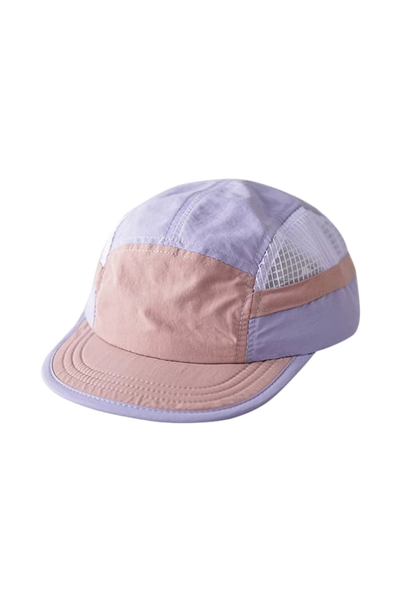 Mens 5 Panel Hat Uncrushable Foldable Baseball With Short Brim Women Color Block Mesh Running Hat Purple One Size