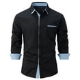 thumbnail image 1 of Lumtrix Mens Business Dress Shirts Long Sleeve Casual Button Down Shirt Formal Inner Collar Contrast Shirt for Men Wedding with Pocket Black 3XL, 1 of 3
