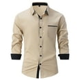 thumbnail image 1 of Lumtrix Mens Business Dress Shirts Long Sleeve Casual Button Down Shirt Formal Inner Collar Contrast Shirt for Men Wedding with Pocket Khaki 3XL, 1 of 3