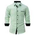 thumbnail image 1 of Lumtrix Mens Business Dress Shirts Long Sleeve Casual Button Down Shirt Formal Inner Collar Contrast Shirt for Men Wedding with Pocket Light Green 3XL, 1 of 3