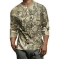 thumbnail image 1 of Lumtrix Mens Camo Henley Shirts 3/4 Sleeve Sleeve Button Down T-Shirt Summer Lightweight Print Tee Tops Beige XL, 1 of 6