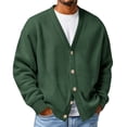 thumbnail image 1 of Lumtrix Mens Cardigan Sweater Textured Waffle Knit Long Sleeve Open Front Tops Lightweight Casual Button Down Cardigan Dark Green 3XL, 1 of 5