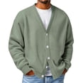 thumbnail image 1 of Lumtrix Mens Cardigan Sweater Textured Waffle Knit Long Sleeve Open Front Tops Lightweight Casual Button Down Cardigan Light Green S, 1 of 5