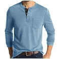 thumbnail image 1 of Lumtrix Mens Casual Short Sleeve Henley Shirts Fashion Button T Shirts with Pocket Long Sleeve Basic Plain Cotton Tee Shirts Light Blue 3XL, 1 of 5