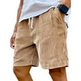 thumbnail image 1 of Lumtrix Mens Corduroy Shorts Casual 5 Inch Elastic Waist Drawstring Summer Beach Sports Loose Fit Shorts With Pocket Khaki 3xl, 1 of 7