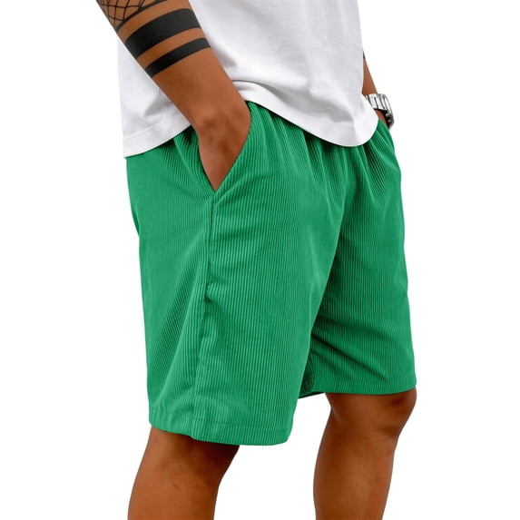 Lumtrix Mens Corduroy Shorts Casual Elastic Waist Drawstring Lightweight Summer Beach Shorts with Pockets Green 2XL