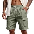 thumbnail image 1 of Lumtrix Mens Cotton Baggy Cargo Shorts Drawstring Stretch Elastic Waist Casual Work Short with Pockets Green M, 1 of 7