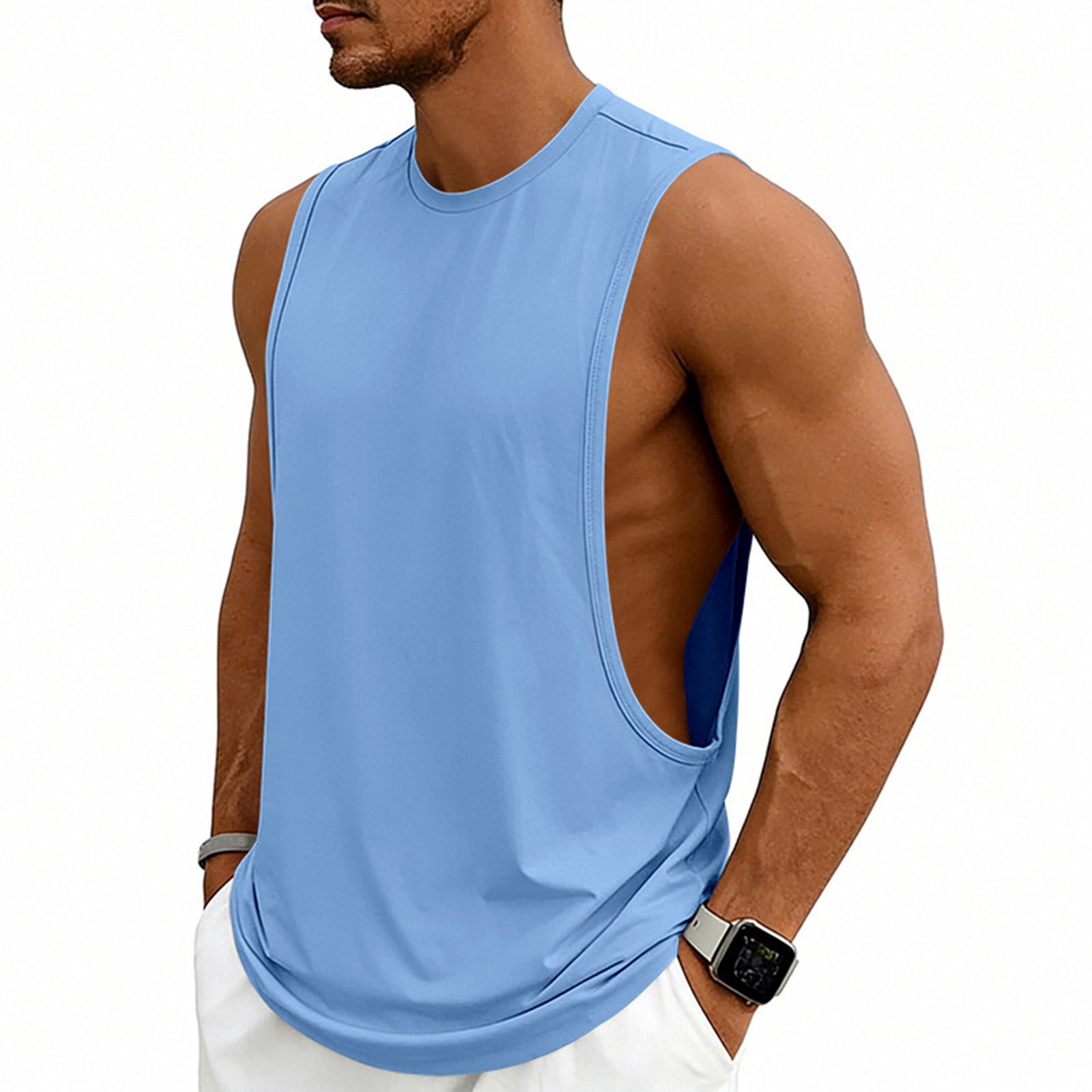 Lumtrix Mens Drop Armhole Tank Top Workout Cut Off Sleeveless
