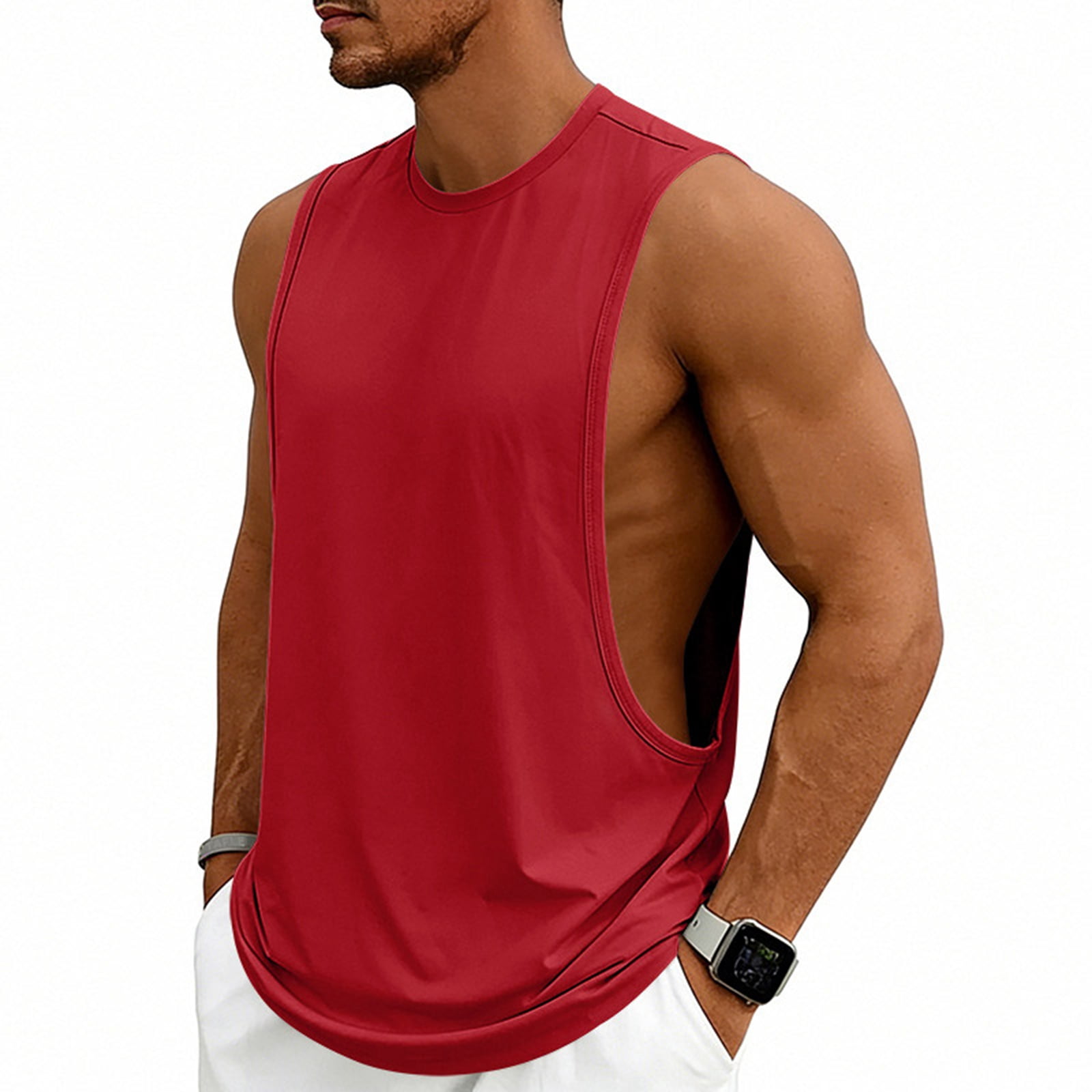 Lumtrix Mens Drop Armhole Tank Top Workout Cut Off Sleeveless
