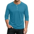thumbnail image 1 of Lumtrix Mens Fashion Henley Shirts 3/4 Sleeve Sleeve Button Cotton Fitted T-Shirt Solid Color Soft Stylish Tee Tops Royal Blue S, 1 of 7