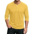 thumbnail image 1 of Lumtrix Mens Fashion Henley Shirts 3/4 Sleeve Sleeve Button Cotton Fitted T-Shirt Solid Color Soft Stylish Tee Tops Yellow 3XL, 1 of 7