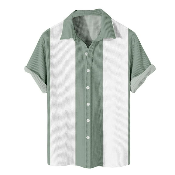 Lumtrix Mens Funky Hawaiian Bowling Shirts Holiday Theme Shirt Button Down Shirts Big and Tall Guayabera Camp Shirt Light Gray L