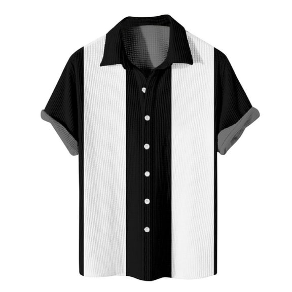 Lumtrix Mens Funky Hawaiian Bowling Shirts Holiday Theme Shirt Button Down Shirts Big and Tall Guayabera Camp Shirt White 5XL