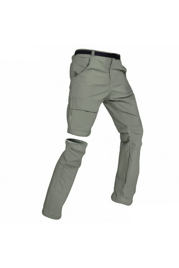 Mens Hiking Pants Stretch Convertible Cargo Pants Lightweight Outdoor Breathable Zip Off Pants Pockets (Includs Belt) Army Green 2XL
