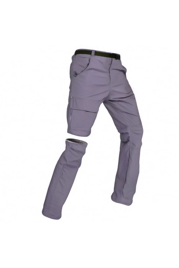 Mens Hiking Pants Stretch Convertible Tactical Cargo Pants Lightweight Quick Dry Outdoor Zip Off Pants With Pockets Gray L