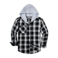 thumbnail image 1 of Lumtrix Mens Hooded Flannel Shirts Lightweight Long Sleeve Hoodie Shirt Casual Plaid Button Down Jackets with Pocket White 3XL, 1 of 4