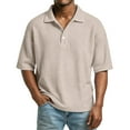 thumbnail image 1 of Lumtrix Mens Polo Shirts Short Sleeve Waffle Knit Casual Collared Pullover Workout Button Down Big And Tall Tops Khaki XL, 1 of 8