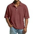 thumbnail image 1 of Lumtrix Mens Polo Shirts Short Sleeve Waffle Knit Casual Collared Pullover Workout Button Down Big And Tall Tops Wine 4XL, 1 of 8