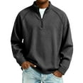thumbnail image 1 of Lumtrix Mens Quarter Zip Pullover Lightweight Sweatshirt Waffle Mock Neck Casual Long Sleeve Top Black M, 1 of 6