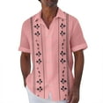 thumbnail image 1 of Lumtrix Mens Short Sleeve Cuban Camp Guayabera Shirt Hippie Summer Beach Button Down Shirts Pink M, 1 of 4