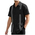 thumbnail image 1 of Lumtrix Mens Short Sleeve Cuban Guayabera Shirt Casual Summer Holiday Beach Button Down Shirts with Pocket Black 3XL, 1 of 4