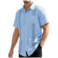thumbnail image 1 of Lumtrix Mens Short Sleeve Cuban Guayabera Shirt Casual Summer Holiday Beach Button Down Shirts with Pocket Blue M, 1 of 4