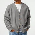 thumbnail image 1 of Lumtrix Mens Waffle Cardigan Sweater Long Sleeve V-Neck Knitted Sweaters Oversized Button Down Cardigan Gray XL, 1 of 5