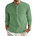 thumbnail image 1 of Lumtrix Mens Waffle Henley Shirts Long Sleeve T Shirts Casual Fall T-Shirt Lightweight Button Down Crewneck Sweatshirt Pullover Light Green M, 1 of 8