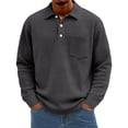 thumbnail image 1 of Lumtrix Mens Waffle Long Sleeve Polo Shirts for Men Henley Shirts with Collar Oversized Casual Button Up Golf Pullover With Pocket Black S, 1 of 5