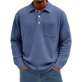 thumbnail image 1 of Lumtrix Mens Waffle Long Sleeve Polo Shirts for Men Henley Shirts with Collar Oversized Casual Button Up Golf Pullover With Pocket Dark Blue S, 1 of 5