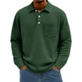 thumbnail image 1 of Lumtrix Mens Waffle Long Sleeve Polo Shirts for Men Henley Shirts with Collar Oversized Casual Button Up Golf Pullover With Pocket Dark Green XL, 1 of 5