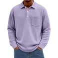 thumbnail image 1 of Lumtrix Mens Waffle Long Sleeve Polo Shirts for Men Henley Shirts with Collar Oversized Casual Button Up Golf Pullover With Pocket Purple S, 1 of 5
